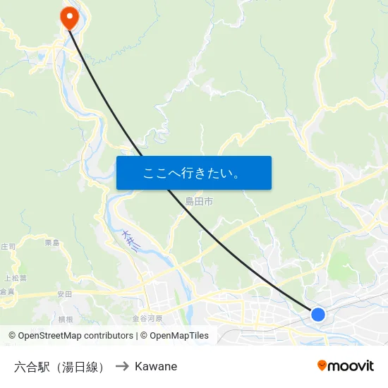 六合駅（湯日線） to Kawane map