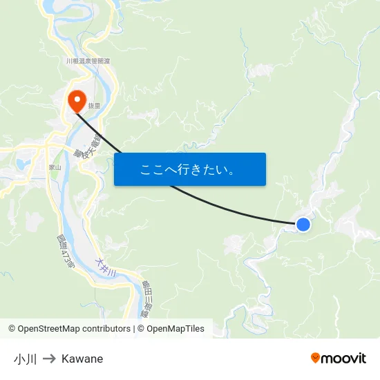 小川 to Kawane map