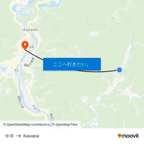 中平 to Kawane map
