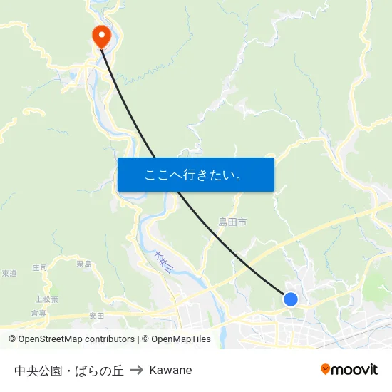 中央公園・ばらの丘 to Kawane map