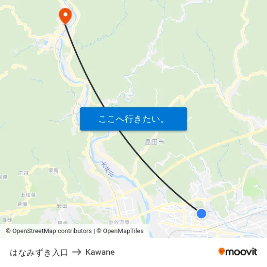 はなみずき入口 to Kawane map