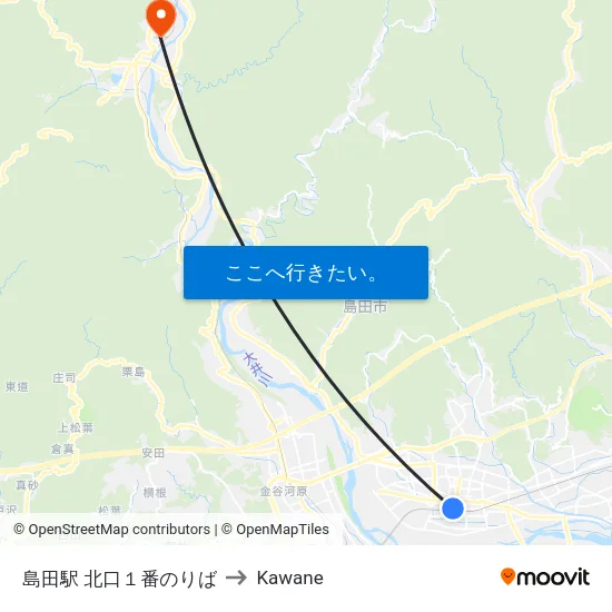 島田駅 北口１番のりば to Kawane map