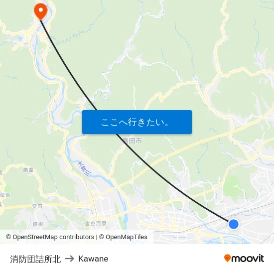 消防団詰所北 to Kawane map