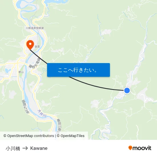 小川橋 to Kawane map