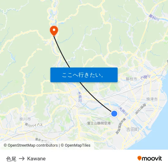 色尾 to Kawane map