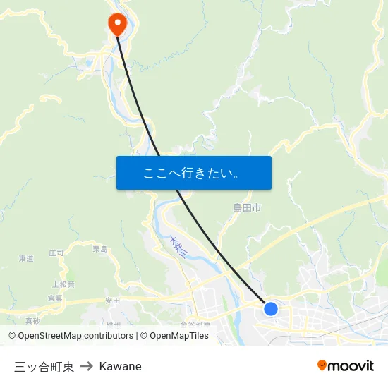 三ッ合町東 to Kawane map