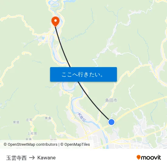玉雲寺西 to Kawane map