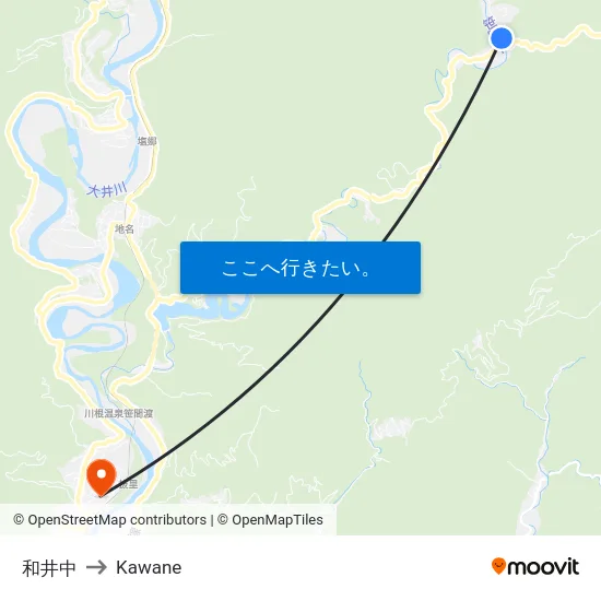和井中 to Kawane map