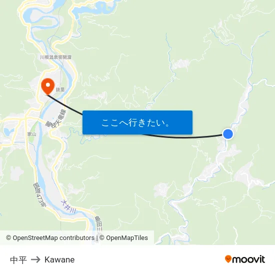 中平 to Kawane map