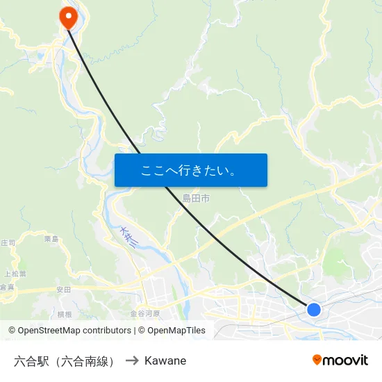 六合駅（六合南線） to Kawane map