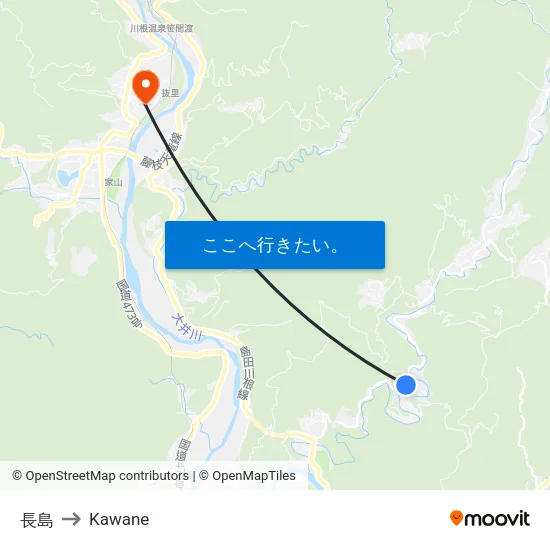 長島 to Kawane map