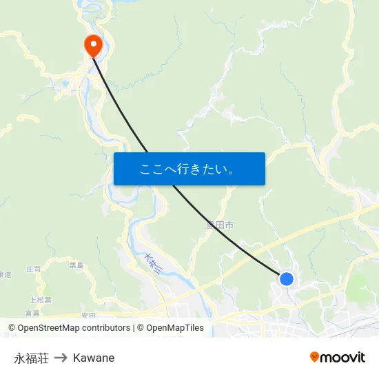 永福荘 to Kawane map