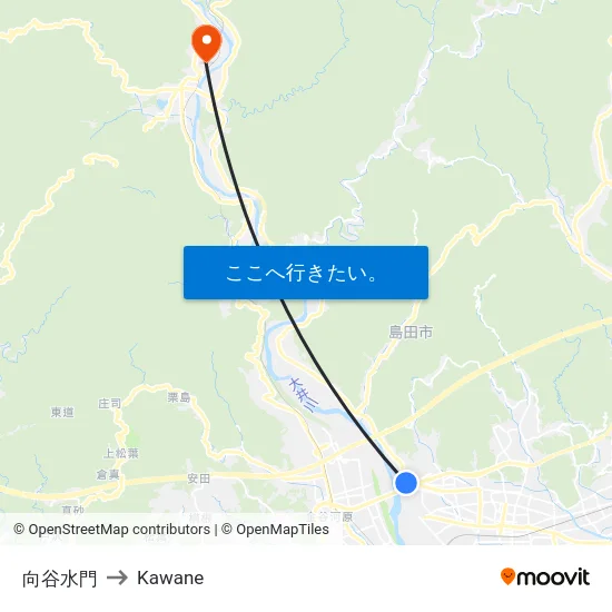 向谷水門 to Kawane map
