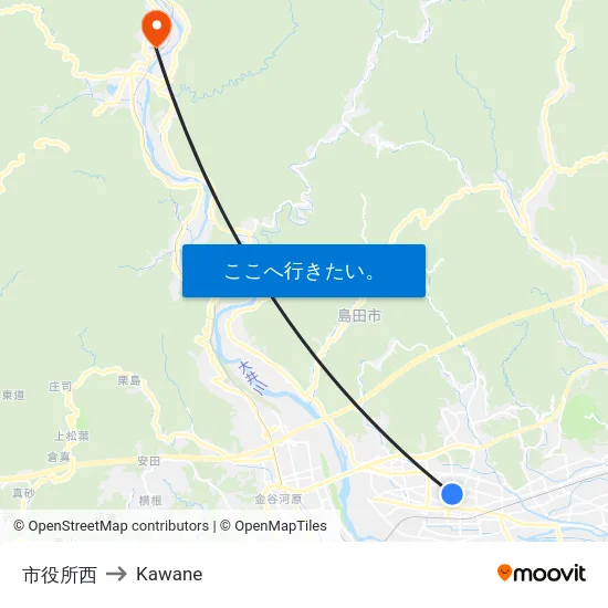 市役所西 to Kawane map