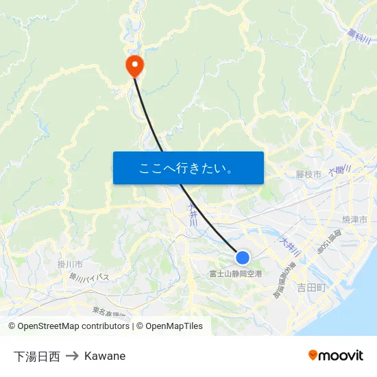 下湯日西 to Kawane map