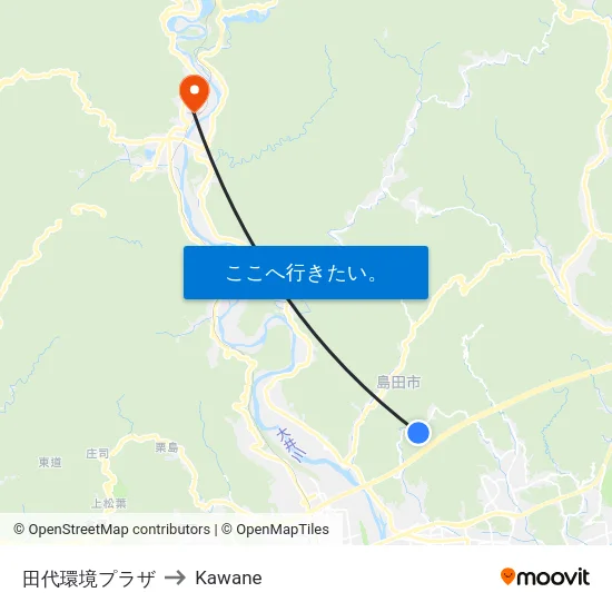 田代環境プラザ to Kawane map