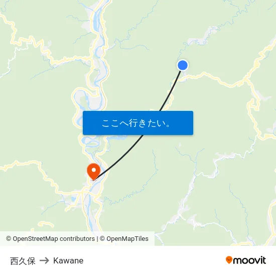 西久保 to Kawane map