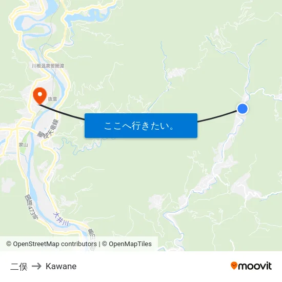 二俣 to Kawane map