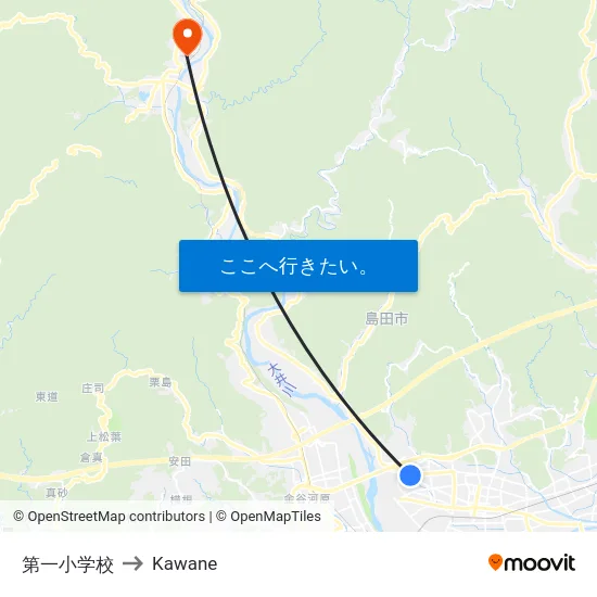 第一小学校 to Kawane map
