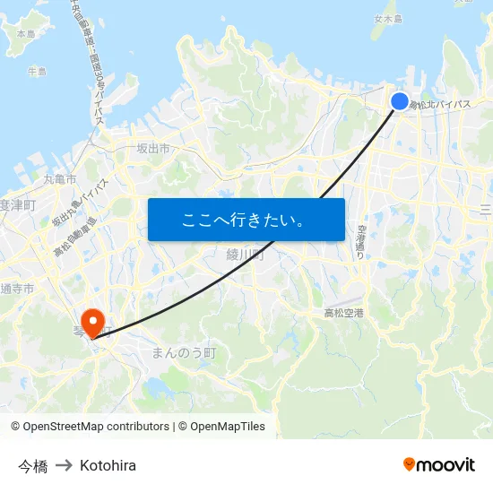 今橋 to Kotohira map