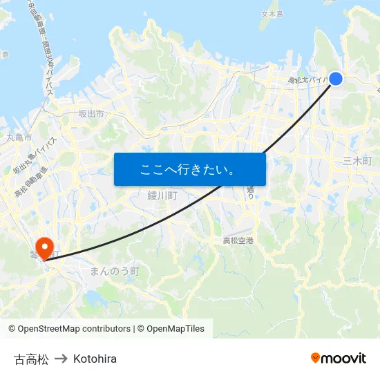 古高松 to Kotohira map