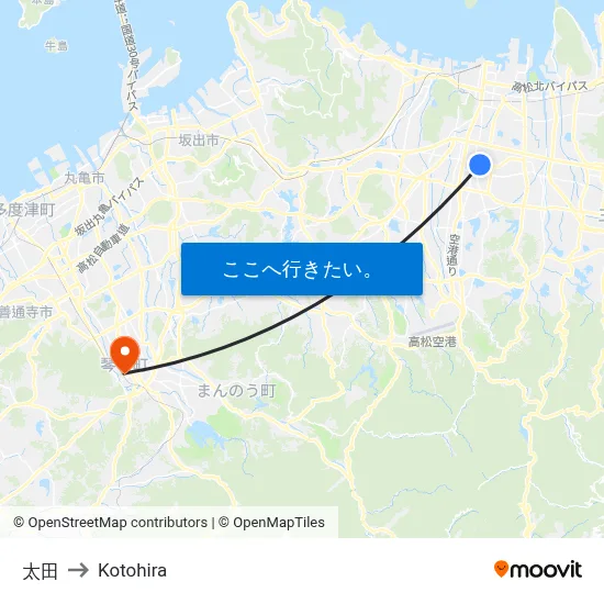 太田 to Kotohira map