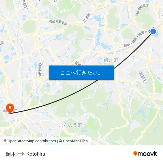 岡本 to Kotohira map
