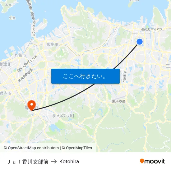 Ｊａｆ香川支部前 to Kotohira map