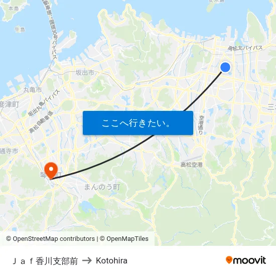 Ｊａｆ香川支部前 to Kotohira map