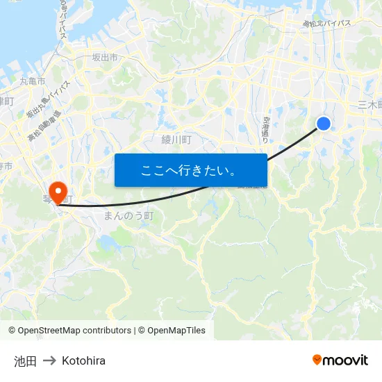 池田 to Kotohira map