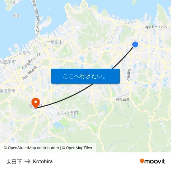 太田下 to Kotohira map