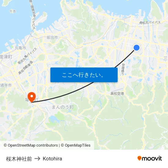 桜木神社前 to Kotohira map