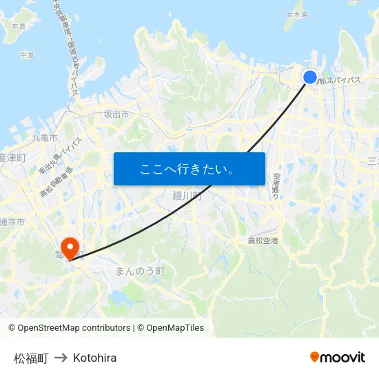松福町 to Kotohira map