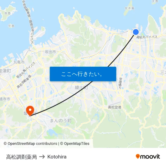 高松調剤薬局 to Kotohira map