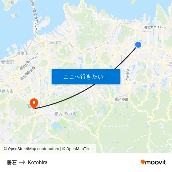 居石 to Kotohira map