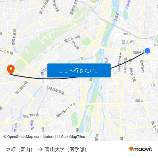 東町（富山） to 富山大学（医学部） map