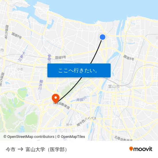 今市 to 富山大学（医学部） map