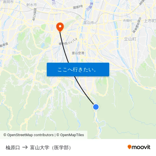 楡原口 to 富山大学（医学部） map