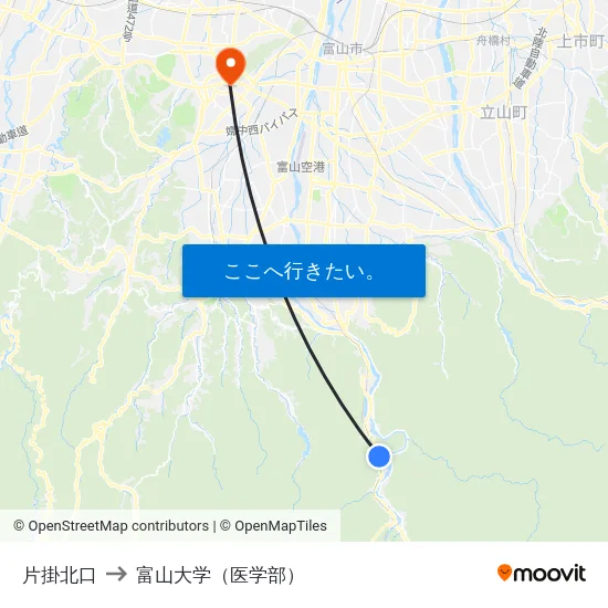 片掛北口 to 富山大学（医学部） map