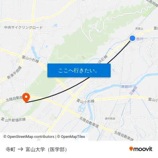 寺町 to 富山大学（医学部） map