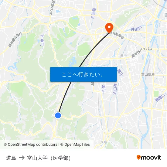 道島 to 富山大学（医学部） map