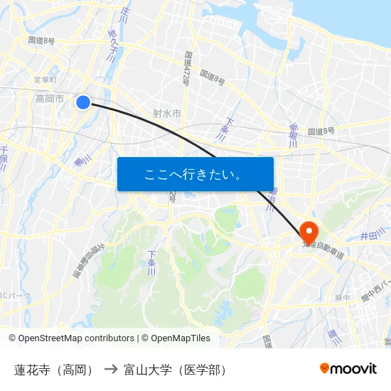 蓮花寺（高岡） to 富山大学（医学部） map
