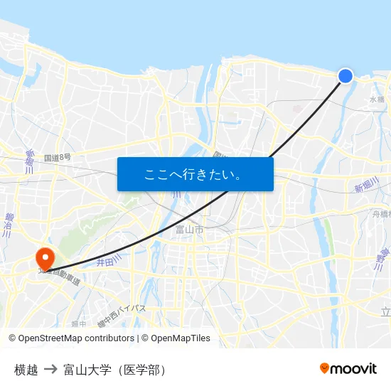 横越 to 富山大学（医学部） map