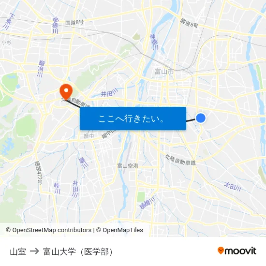 山室 to 富山大学（医学部） map