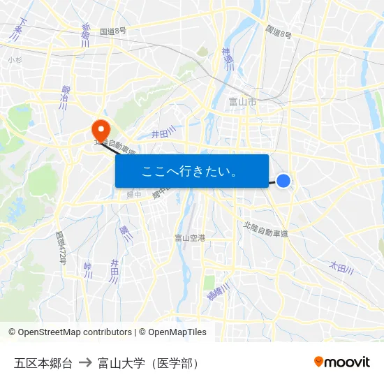 五区本郷台 to 富山大学（医学部） map