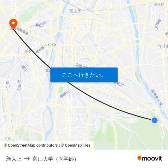 新大上 to 富山大学（医学部） map