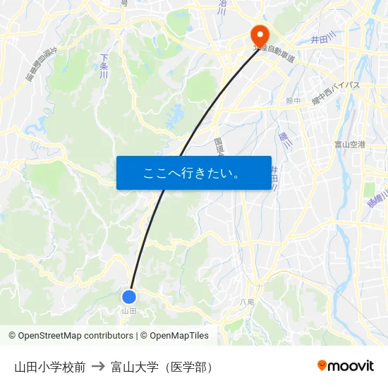 山田小学校前 to 富山大学（医学部） map