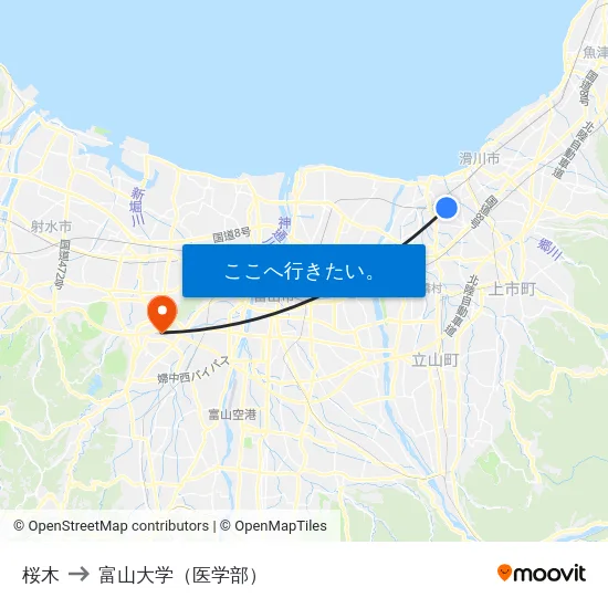 桜木 to 富山大学（医学部） map