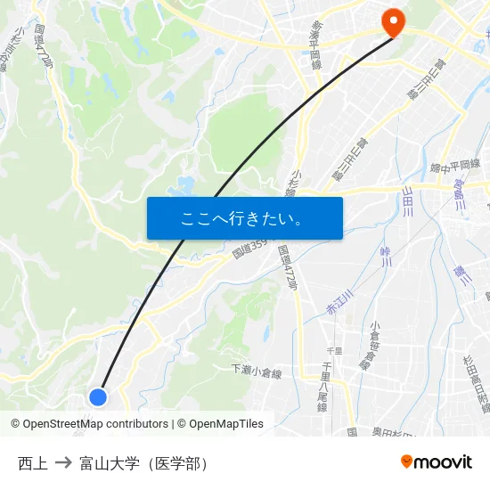 西上 to 富山大学（医学部） map