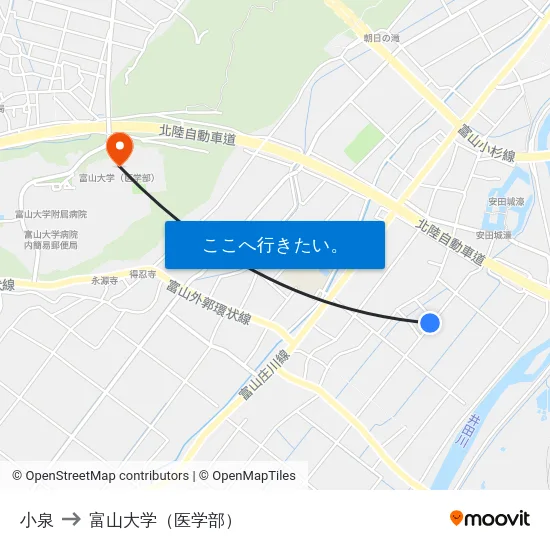 小泉 to 富山大学（医学部） map